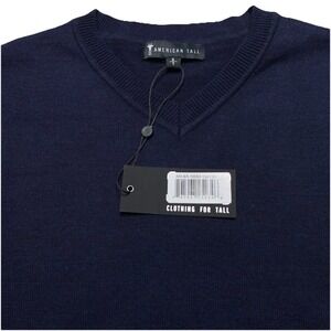 American Tall Sweater S Mens V Neck Pullover Cotton Blend Dark Navy AMSR10063